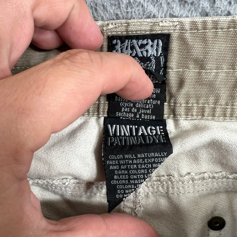 Kuhl KANVUS Jean 34x30 Outdoor Tan Cotton Vintage Patina Dye Distressed